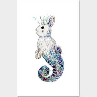 Seahorse Mermaid Bunny Posters and Art